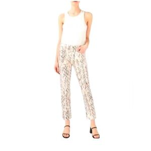 NWT JEN 7 by 7 FOR ALL MANKIND PINK & GRAY SNAKESKIN PRINT ANKLE JEANS SIZE 12